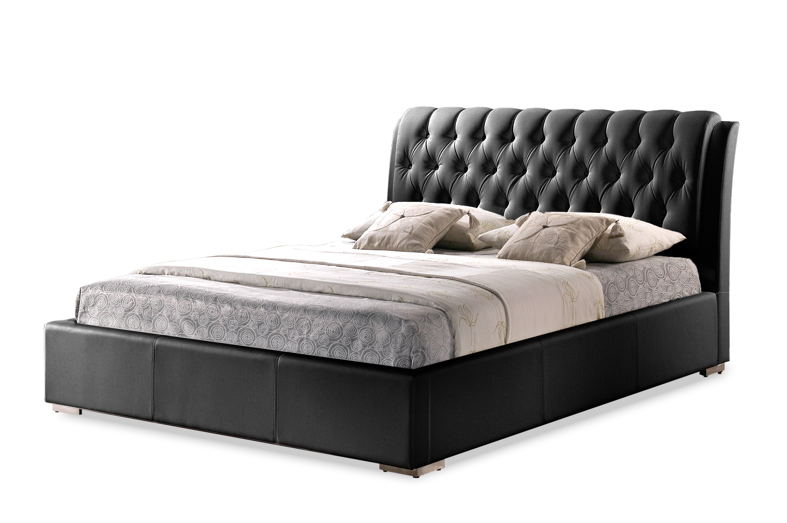 Baxton Studio Bianca Black Modern Bed with Tufted Headboard - Queen Size affordable modern furniture in Chicago, bedroom furniture, Bianca Black Modern Bed with Tufted Headboard - Queen Size