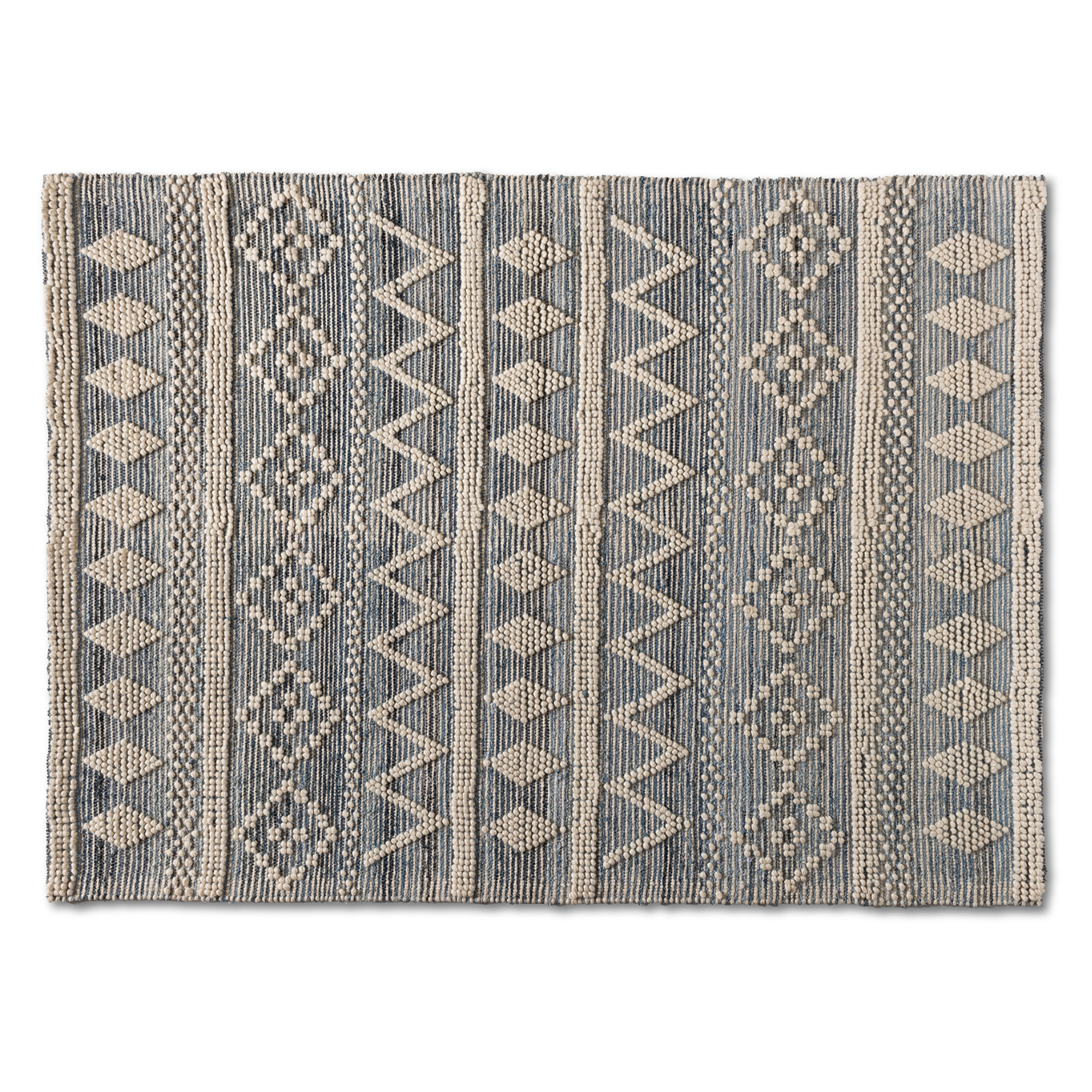 Baxton Studio Callum Modern and Contemporary Ivory and Blue Handwoven Wool Blend Area Rug Affordable modern furniture in Chicago, classic rugs, modern rugs, cheap rugs