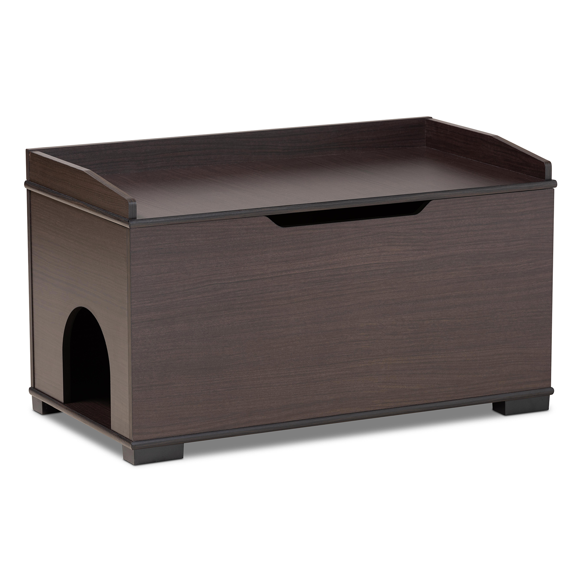 Baxton Studio Mariam Modern and Contemporary Dark Brown Finished Wood Cat Litter Box Cover House