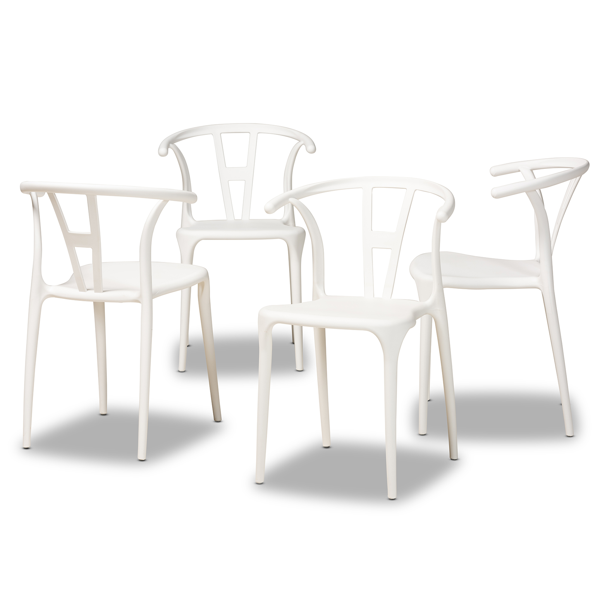 Baxton Studio Warner Modern and Contemporary White Plastic 4-Piece Dining Chair Set