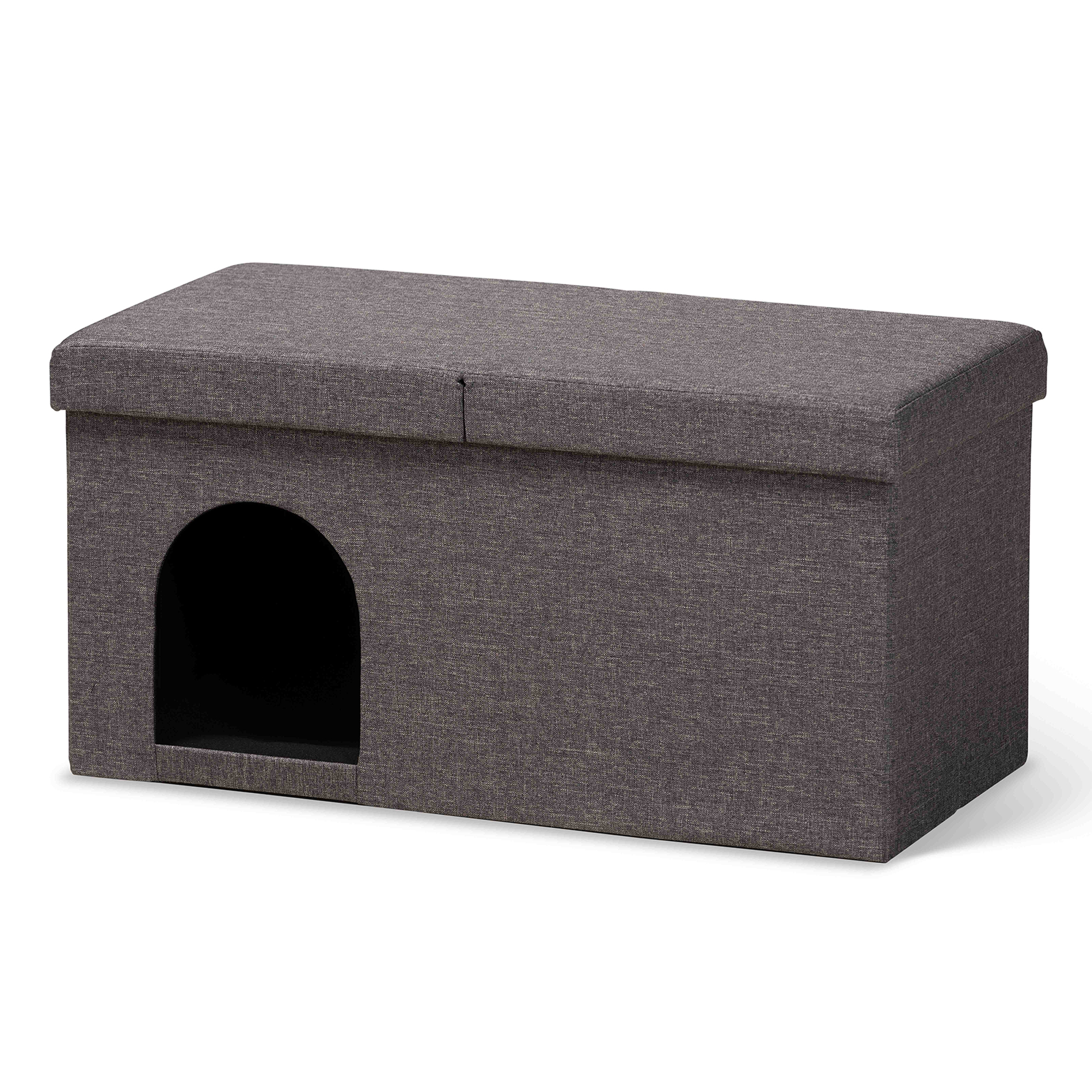 Baxton Studio Faber Modern and Contemporary Dark Grey Fabric Upholstered and Wood Cat Litter Box Cover House