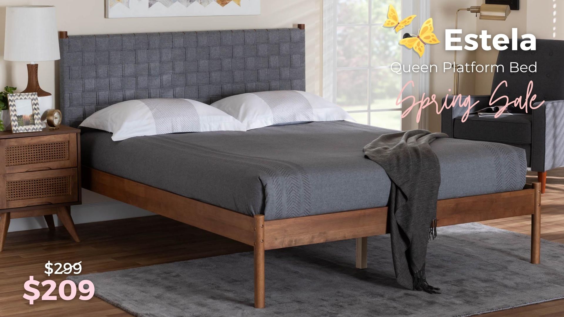 Estela Queen Size Bed $209