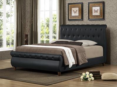 Baxton Studio Ashenhurst Black Modern Sleigh Bed with Upholstered Headboard - Queen Size ORG $334 SALE PRICE $267