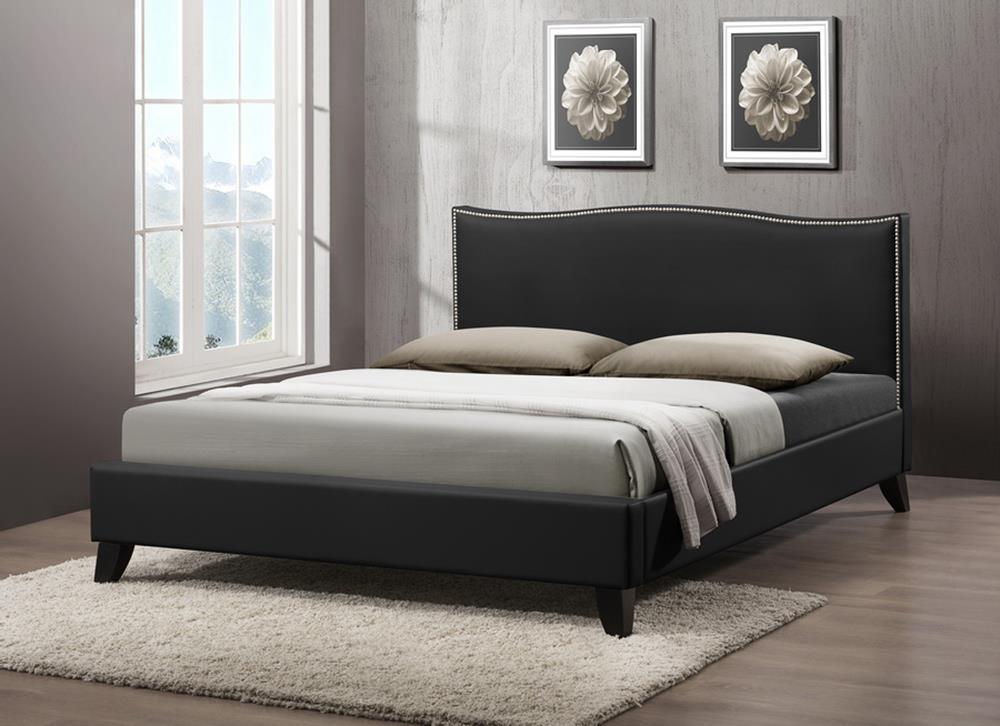 BaBaxton Studio Battersby Black Modern Bed with Upholstered Headboard - Queen Size ORG $200 SALE PRICE $180