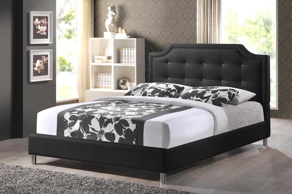 Baxton Studio Carlotta Black Modern Bed with Upholstered Headboard - Full Size ORG $250 SALE PRICE $225