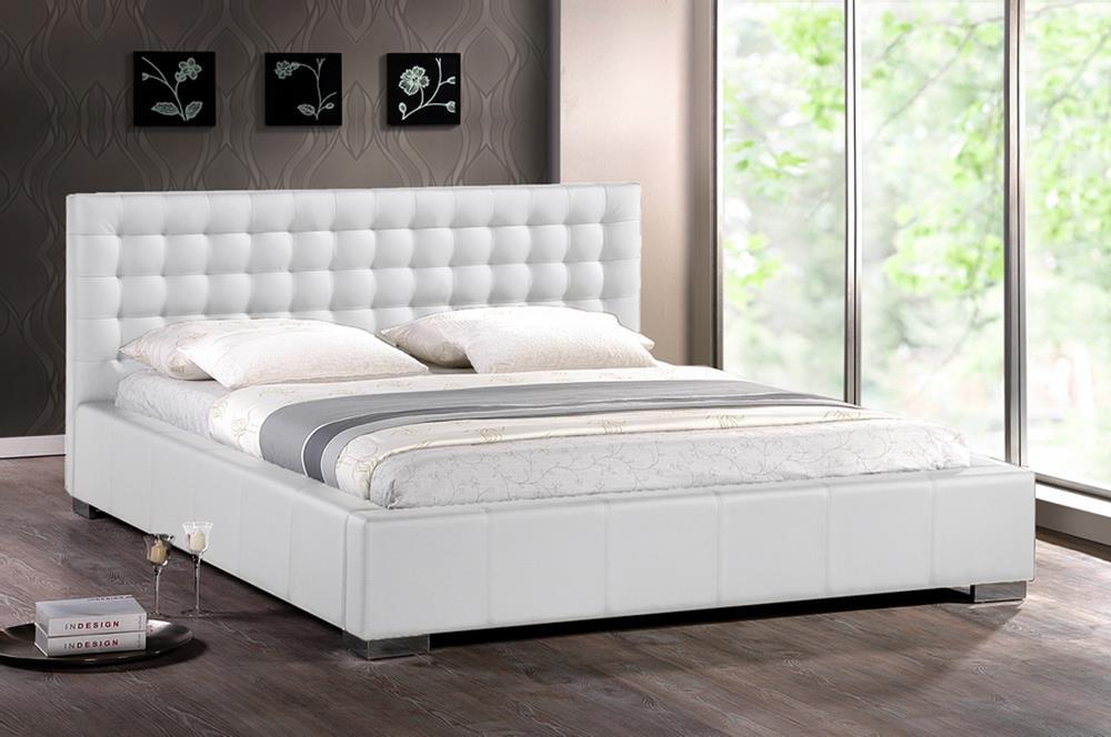 Baxton Studio Madison White Modern Bed with Upholstered Headboard - Queen Size ORG $328 SALE PRICE $295