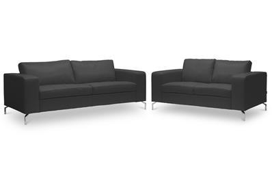 Baxton Studio Lazenby Black Leather Modern Sofa Set Org $886 sale price $797