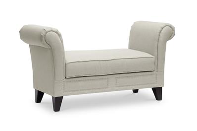 Baxton Studio Marsha Light Beige Linen Modern Scroll Arm Bench ORG $239 SALES PRICE $215
