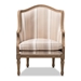 Baxton Studio Charlemagne Traditional French Accent Chair-Oak (Brown Stripe) - BSOASS293Mi CG4