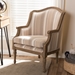 Baxton Studio Charlemagne Traditional French Accent Chair-Oak (Brown Stripe) - BSOASS293Mi CG4