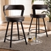Baxton Studio Arcene Rustic and Industrial Grey Faux Leather Upholstered Pub Stool Set of 2