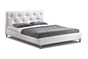 Baxton Studio Barbara White Modern Bed with Crystal Button Tufting - Queen Size - BSOBBT6140-White-Bed
