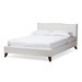 Baxton Studio Battersby White Modern Bed with Upholstered Headboard - Queen Size - BSOCF8276-QUEEN-WHITE