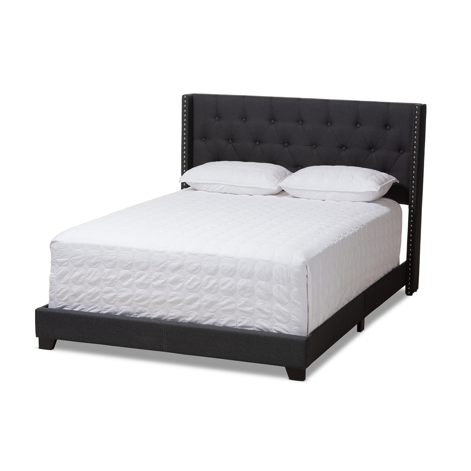 Baxton Studio Brady Modern and Contemporary Charcoal Grey Fabric Upholstered Full Size Bed