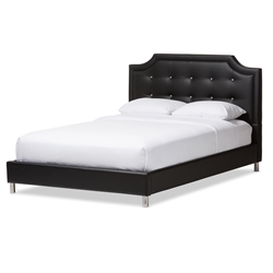 Baxton Studio Carlotta Black Modern Bed with Upholstered Headboard - Queen Size affordable modern furniture in Chicago, Carlotta Black Modern Bed with Upholstered Headboard - Queen Size,Bar Furniture Chicago