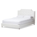 Baxton Studio Carlotta White Modern Bed with Upholstered Headboard - Full Size - BSOBBT6376-White-Full