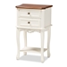 Baxton Studio Darla Classic and Traditional French White and Cherry Brown Finished Wood 2-Drawer End Table