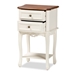 Baxton Studio Darla Classic and Traditional French White and Cherry Brown Finished Wood 2-Drawer End Table - BSOJY-132041-2DW ET