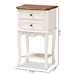 Baxton Studio Darla Classic and Traditional French White and Cherry Brown Finished Wood 2-Drawer End Table - BSOJY-132041-2DW ET