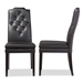 Baxton Studio Dylin Modern and Contemporary Black Faux Leather Button-Tufted Nail heads Trim Dining Chair - BSOBBT5158-Black