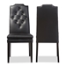 Baxton Studio Dylin Modern and Contemporary Black Faux Leather Button-Tufted Nail heads Trim Dining Chair - BSOBBT5158-Black