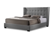 Baxton Studio Favela Gray Linen Modern Bed with Upholstered Headboard - King Size affordable modern furniture in Chicago, Baxton Studio Favela Gray Linen Modern Bed with Upholstered Headboard - King Size, Bedroom Furniture Chicago