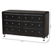 Baxton Studio Luminescence Wood Contemporary Black Upholstered Dresser - BSOBBT2030-Dresser-Black