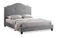 Baxton Studio Marsha Scalloped Gray Linen Modern Bed with Upholstered Headboard - King Size Affordable modern furniture in Chicago, Baxton Studio Marsha Scalloped Gray Linen Modern Bed with Upholstered Headboard - King Size,  Bedroom Furniture, Chicago
