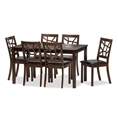 Baxton Studio Mozaika Wood and Leather Contemporary 7-Piece Dining Set Contemporary Dining /Black/Leather/Set/Discount/Chair