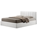 Baxton Studio Templemore White Leather Contemporary Queen-Size Bed - BSOCF8287-Queen-White