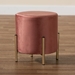 Baxton Studio Thurman Contemporary Glam and Luxe Pink Velvet Fabric Upholstered and Gold Finished Metal Ottoman - BSOFZD190717-Blush Pink Velvet-Ottoman