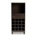 Baxton Studio Trenton Modern and Contemporary Dark Brown Finished Wood 1-Drawer Wine Storage Cabinet - BSOWC8001-Dark Brown-Wine Cabinet
