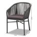 Baxton Studio Marcus Modern and Contemporary Grey Finished Rope and Metal Outdoor Dining Chair - BSOWA-5144-Grey-DC