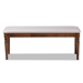 Baxton Studio Giovanni Modern and Contemporary Grey Fabric Upholstered and Walnut Brown Finished Wood Dining Bench - BSORH038-Grey/Walnut-Dining Bench