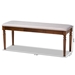 Baxton Studio Giovanni Modern and Contemporary Grey Fabric Upholstered and Walnut Brown Finished Wood Dining Bench - BSORH038-Grey/Walnut-Dining Bench