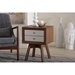 Baxton Studio  Warwick Two-tone Walnut and White Modern Accent Table and Nightstand - BSOST-005-AT Walnut/White