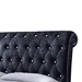 Baxton Studio Castello Black Velvet Upholstered Faux Crystal-Buttoned Sleigh Queen Platform Bed - BSOCF8539-Black-Queen