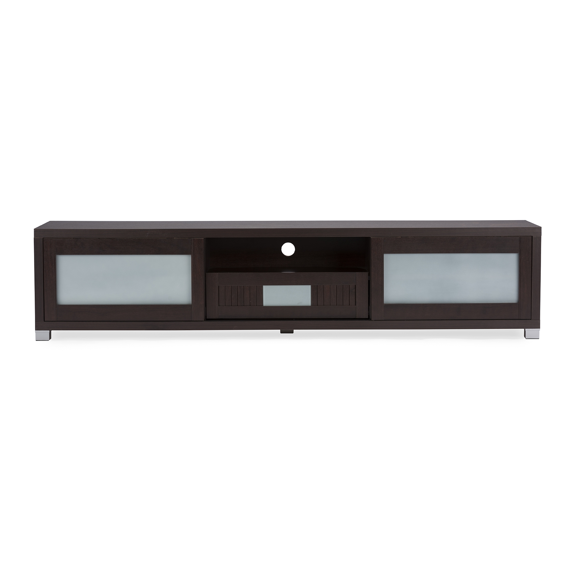 Baxton Studio Gerhardine Dark Brown Wood 70 Inch Tv Cabinet With 2