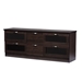 Baxton Studio Adelino 63 Inches Dark Brown Wood TV Cabinet with 4 Glass Doors and 2 Drawers - BSOTV834133-Wenge