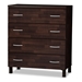 Baxton Studio Maison Modern and Contemporary Oak Brown Finish Wood 4-Drawer Storage Chest - BSOBR888024-Dirty Oak