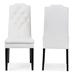 Baxton Studio Dylin Modern and Contemporary White Faux Leather Button-Tufted Nail heads Trim Dining Chair - BSOBBT5158-White