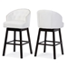 Baxton Studio Avril Modern and Contemporary White Faux Leather Tufted 2-Piece Swivel Barstool Set with Nail heads Trim - BSOBBT5210A1-BS-White