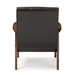 Baxton Studio Nikko Mid-century Modern Scandinavian Style Black Faux Leather Wooden Lounge Chair - BSOBBT8011A2-Black Chair