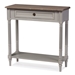 Baxton Studio Edouard French Provincial Style White Wash Distressed Wood and Grey Two-tone 1-drawer Console Table - BSOEDD8VM/M-B-W1