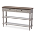 Baxton Studio Edouard French Provincial Style White Wash Distressed Wood and Grey Two-tone 2-drawer Console Table - BSOEDD9VM/M-B-W1