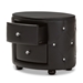 Baxton Studio Davina Hollywood Glamour Style Oval 2-drawer Black Faux Leather Upholstered Nightstand - BSOBBT3119-Black NS