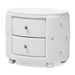 Baxton Studio Davina Hollywood Glamour Style Oval 2-drawer White Faux Leather Upholstered Nightstand - BSOBBT3119-White NS