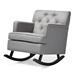 Baxton Studio Bethany Modern and Contemporary Grey Fabric Upholstered Button-tufted Rocking Chair - BSOBBT5189-Grey RC
