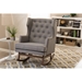 Baxton Studio Iona Mid-century Retro Modern Grey Fabric Upholstered Button-tufted Wingback Rocking Chair - BSOBBT5195-Grey RC