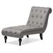 Baxton Studio Layla Mid-century Retro Modern Grey Fabric Upholstered Button-tufted Chaise Lounge - BSOBBT5211-Grey Chaise